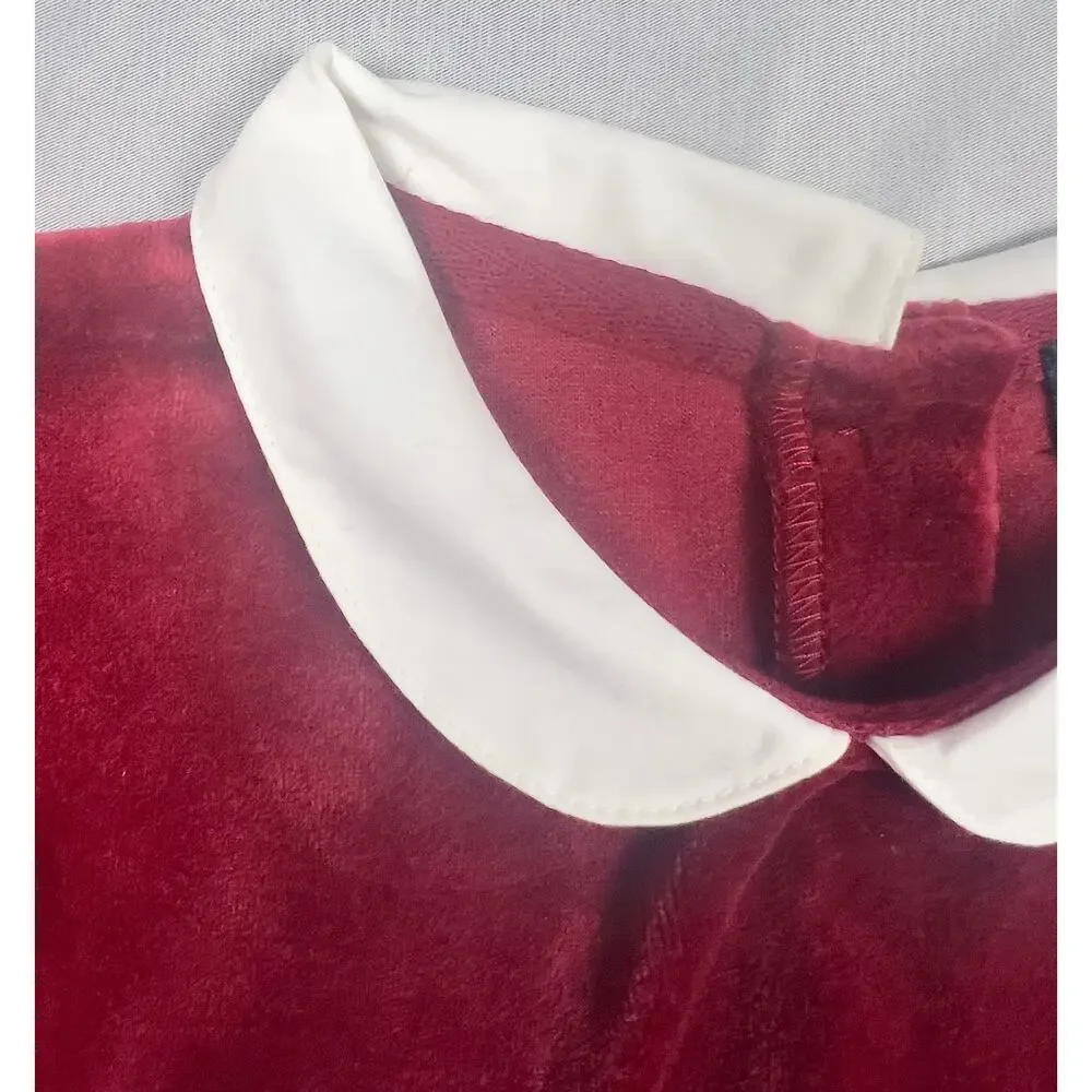 Vintage Ralph Lauren Girls 3T Red Velour Peter Pan Collar Holiday Dress NWOT Y2K